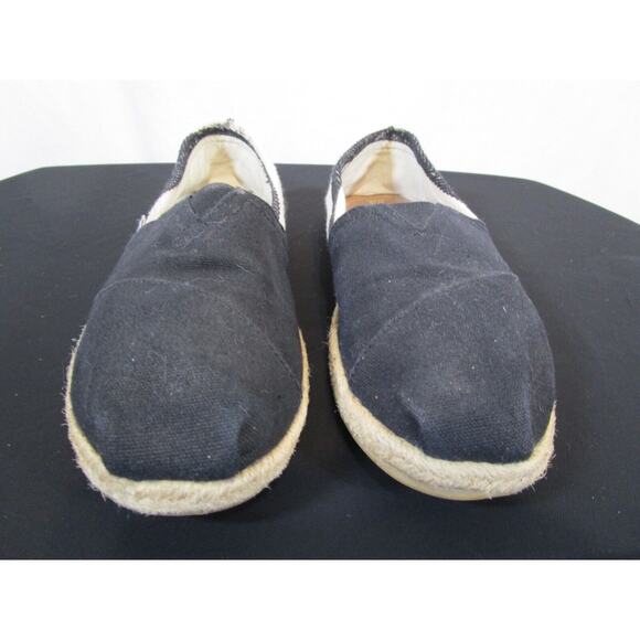 TOMS Classic Alpargata Black & Ivory Striped Canvas Slip-On Shoes Women Sz 10 - Picture 4 of 10